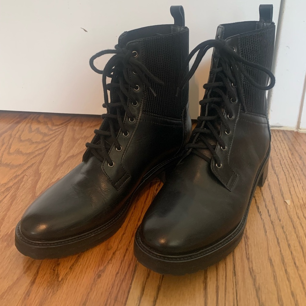 Napoleon Black Leather Lace-Up Boots